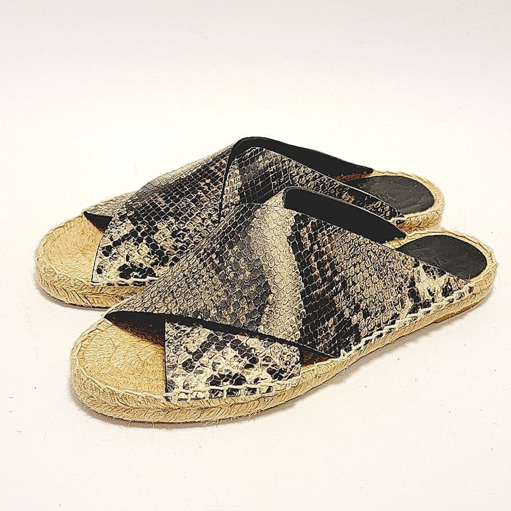 Vince Snake Embossed Crisscross Espadrille Sandal Size 7
